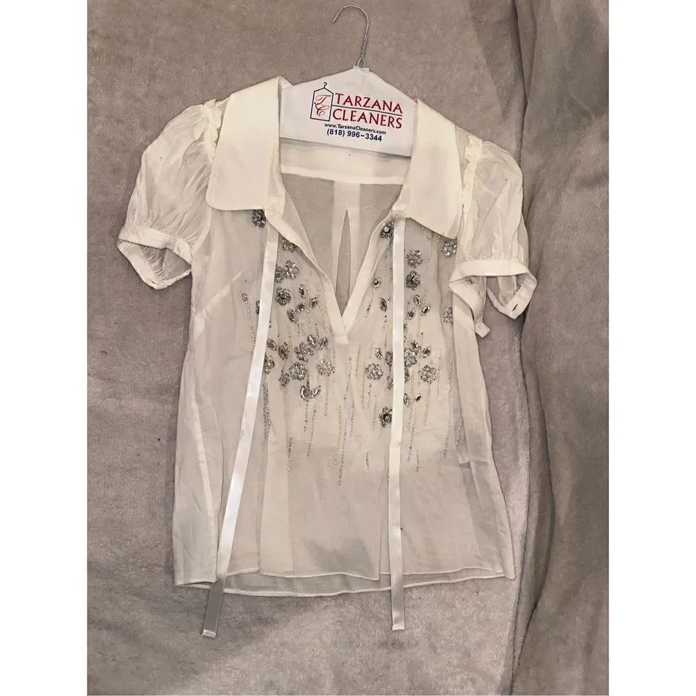 Dolce & Gabbana top women’s size M/L Europe 42 white shirt sleeve blouse